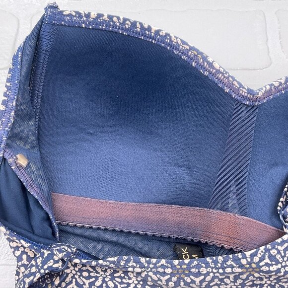 Nip‎ Tuck 1pc Swimsuit Women 6 Gold Foil Blue Multi-Fit Cup Pad Bra Twist Front - Picture 8 of 10